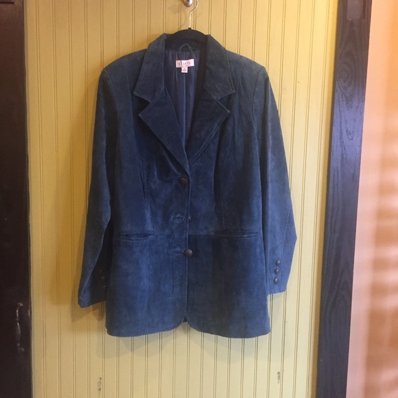Denim & Company Jackets & Blazers - Denim & Company Blue Suede Jacket Size M